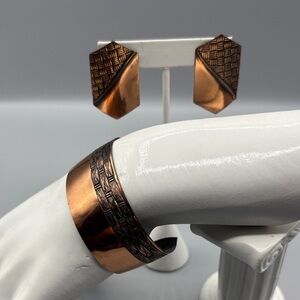 Copper Geometric Earrings and Cuff Set JP284